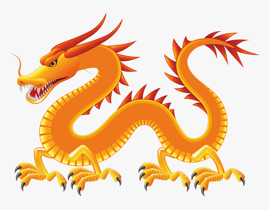 Dragons Vector - Yellow Chinese Dragon Vector, HD Png Download, Free Download