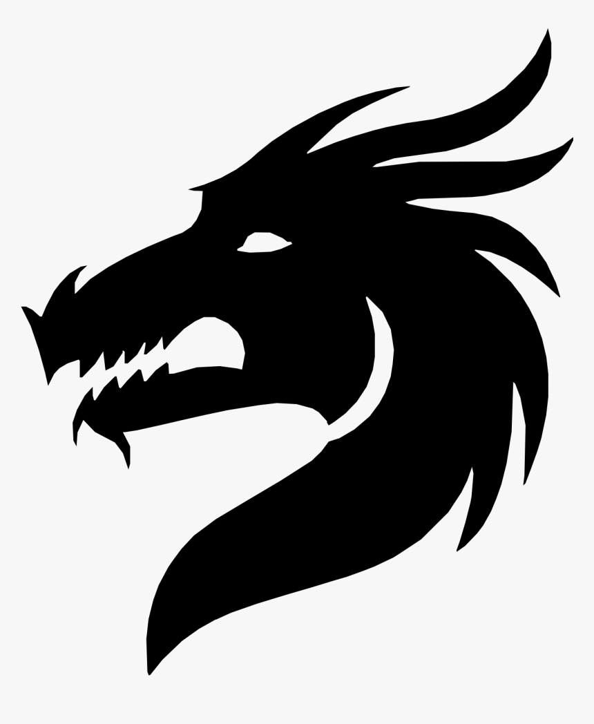 Transparent Medieval Dragon Clipart Black And White - Chinese Dragon Head Silhouette, HD Png Download, Free Download