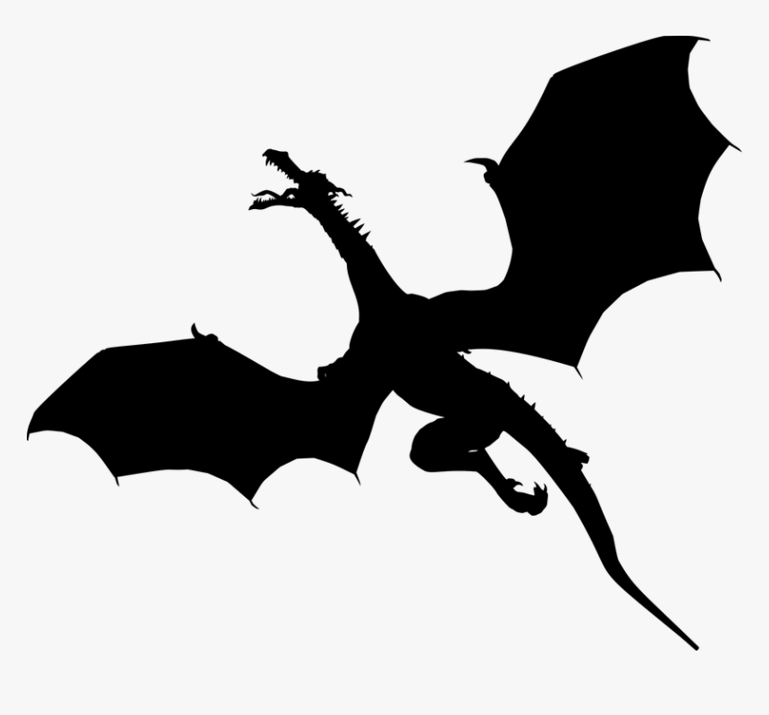 Animal, Beast, Creature, Dragon, Dragons, Drake - Flying Dragon Silhouette Png, Transparent Png, Free Download