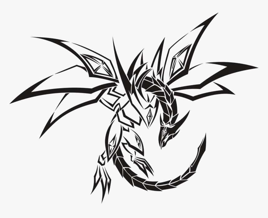 Dragon Black Symbol Free Picture - Tribal Dragon Black And White, HD Png Download, Free Download