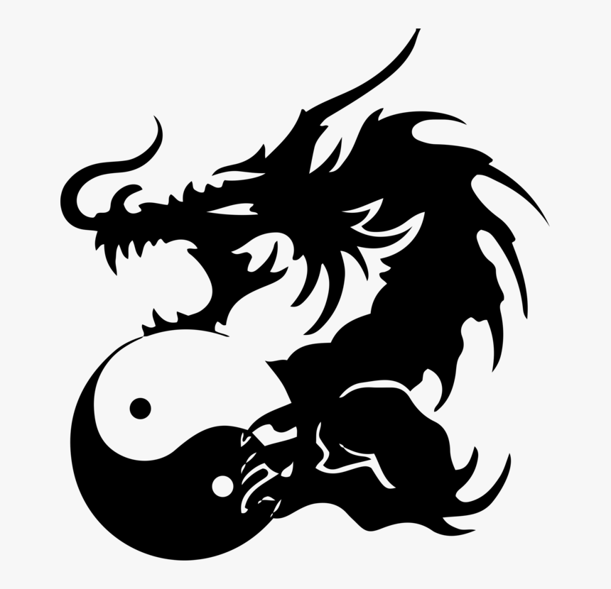 Yin And Yang Chinese Dragon Japanese Dragon Tattoo - Yin Yang Dragon Free, HD Png Download, Free Download
