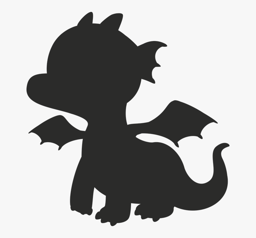 Dragon, Baby, Cute, Sweet, Silhouette, Cartoon - Baby Dragon Silhouette Png, Transparent Png, Free Download