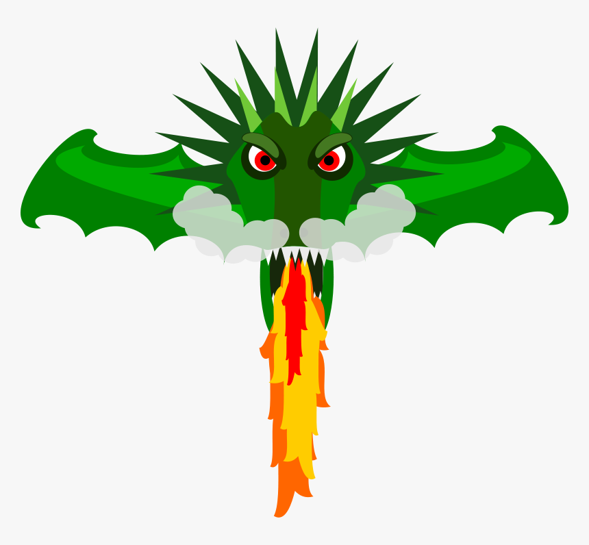 Free Vector Dragon Clip Art - Dragon Breathing Fire Cartoon, HD Png Download, Free Download
