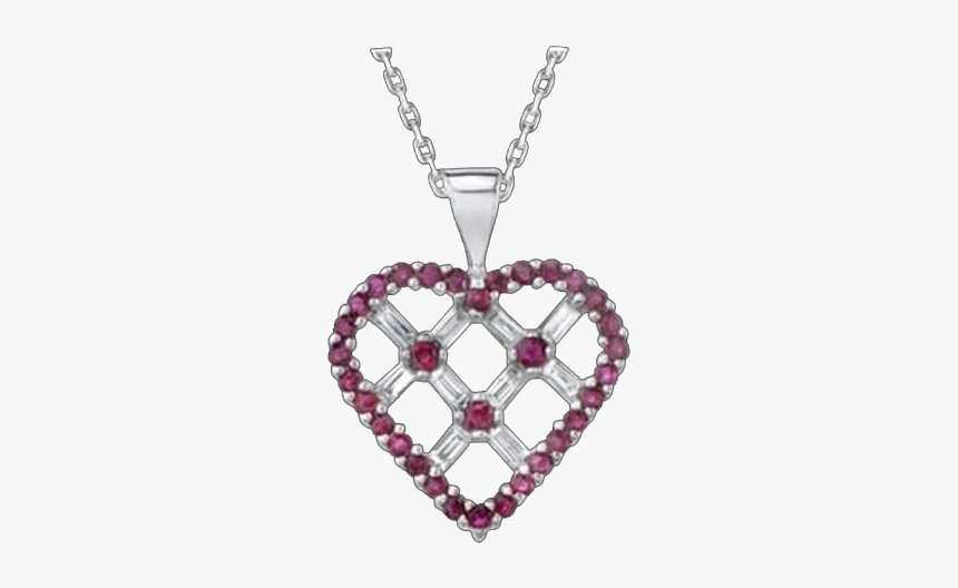 Ruby & Diamond Heart Necklace - Locket, HD Png Download, Free Download