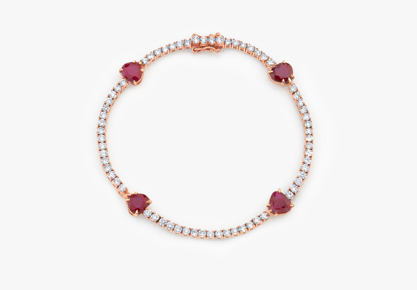 Diamond And Ruby Heart Tennis Bracelet - Bracelet, HD Png Download, Free Download