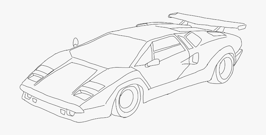 Clip Art Lambo Drawing - Easy To Draw Lamborghini Countach, HD Png