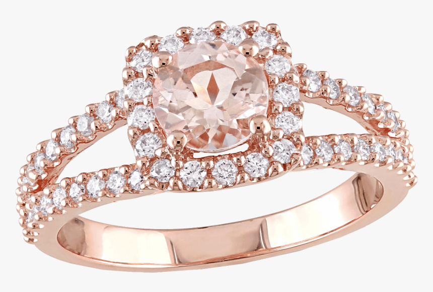 Morganite Diamond Rose Gold Ring, HD Png Download, Free Download