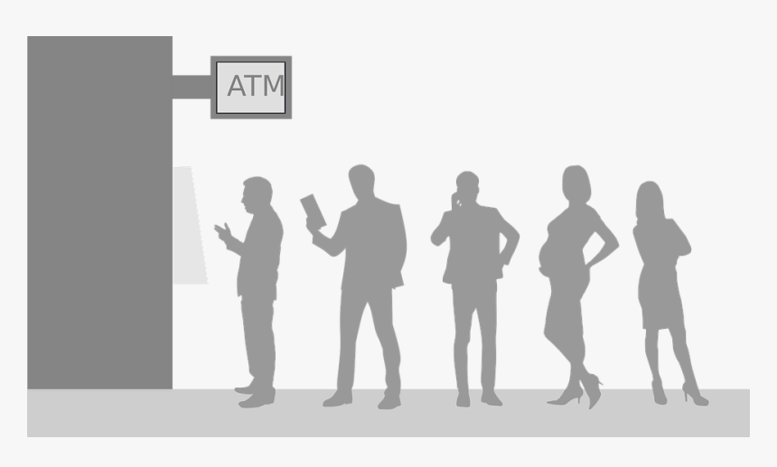 Bank, Queue, Person, Standing, Atm - Bank, HD Png Download, Free Download