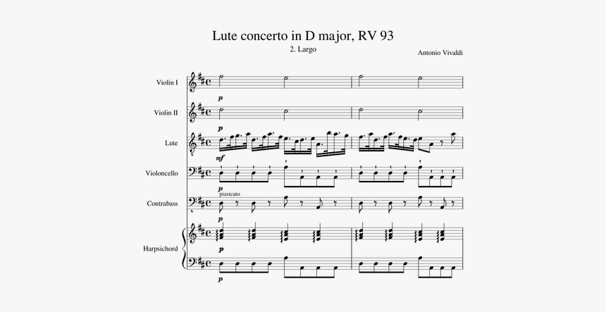 Vivaldi D Major Guitar Concerto Pdf, HD Png Download, Free Download