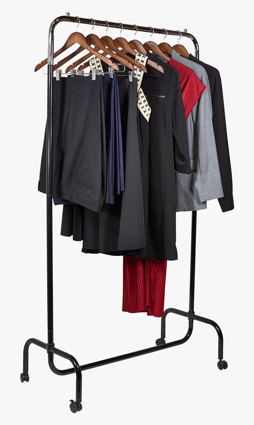 Black/chrome Clothes Rack - Clothes On Hanger Png, Transparent Png, Free Download