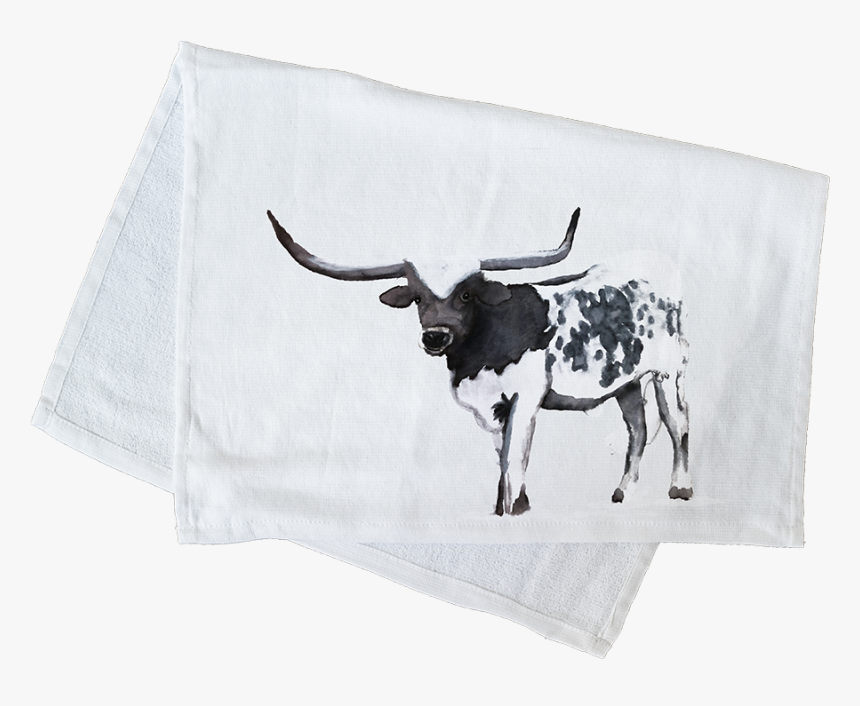 Black And White Longhorn Terry Cloth Hand Towel - Bull, HD Png Download, Free Download