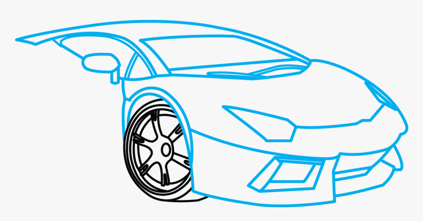 Lamborghini Aventador Step-by - Lamborghini Aventador Drawing Easy, HD Png Download, Free Download