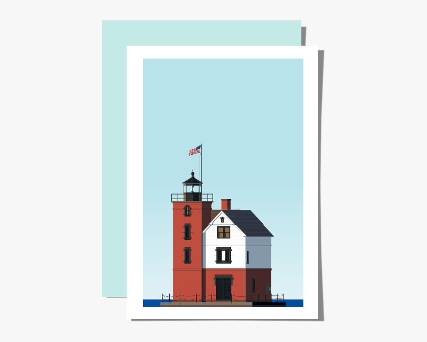 Rkr Card Roundislandlighthouse - Illustration, HD Png Download, Free Download