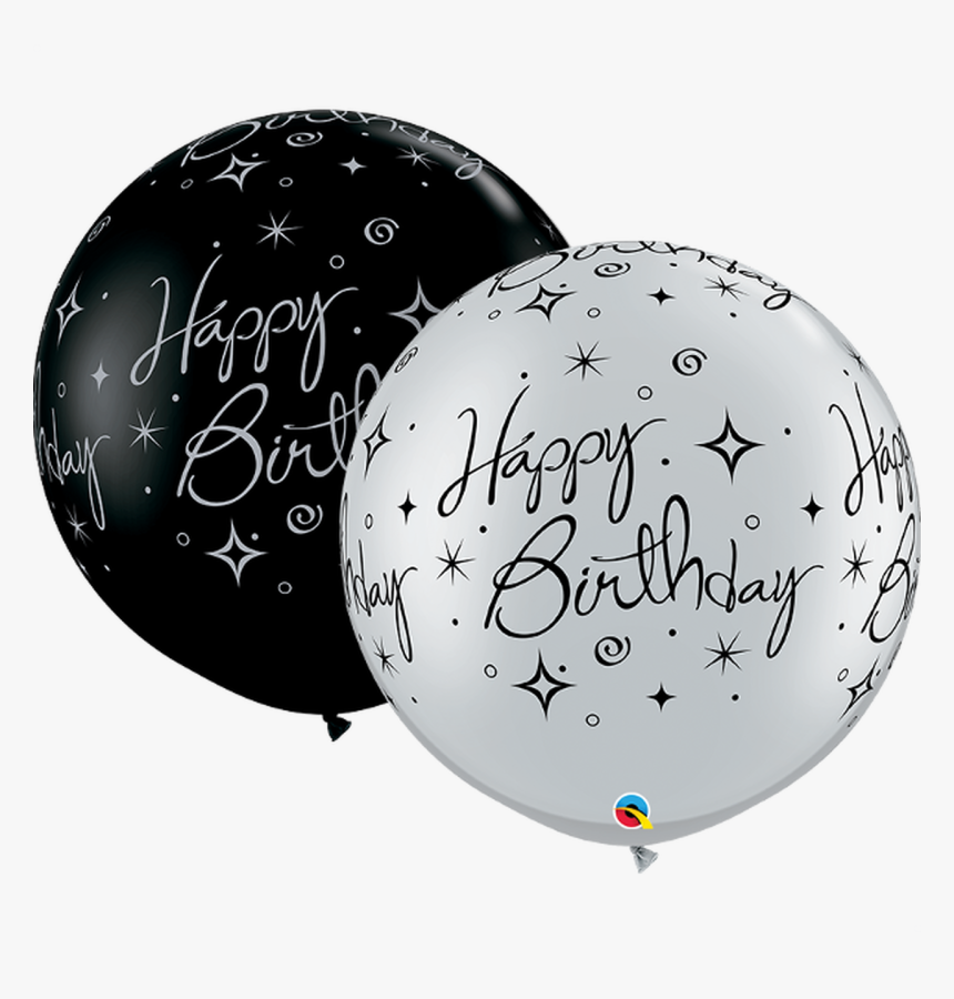 Transparent White Balloons Png - Happy Birthday Black And White Balloons Sparkle, Png Download, Free Download