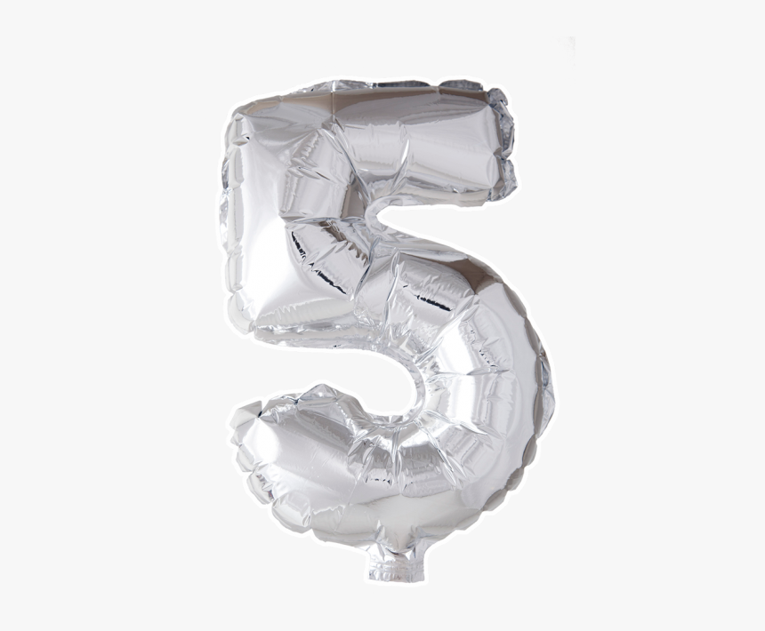 5 , 40" - Number Balloon 5 Silver Transparent, HD Png Download, Free Download