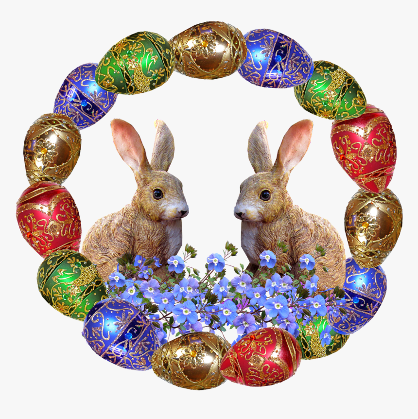 Easter, Eggs, Frame, Rabbits, Celebration - Conejos Primavera, HD Png Download, Free Download