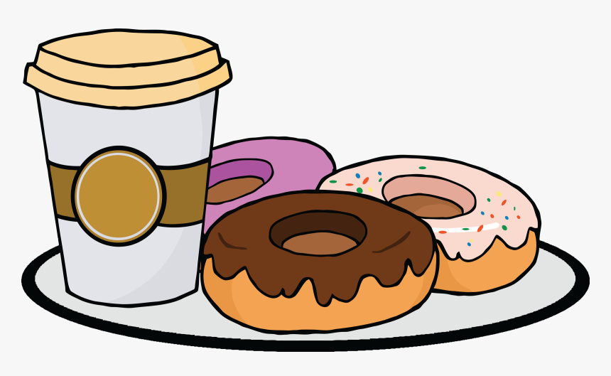 Transparent Cute Coffee Cup Clipart - Donuts And Coffee Clip Art, HD Png Download, Free Download