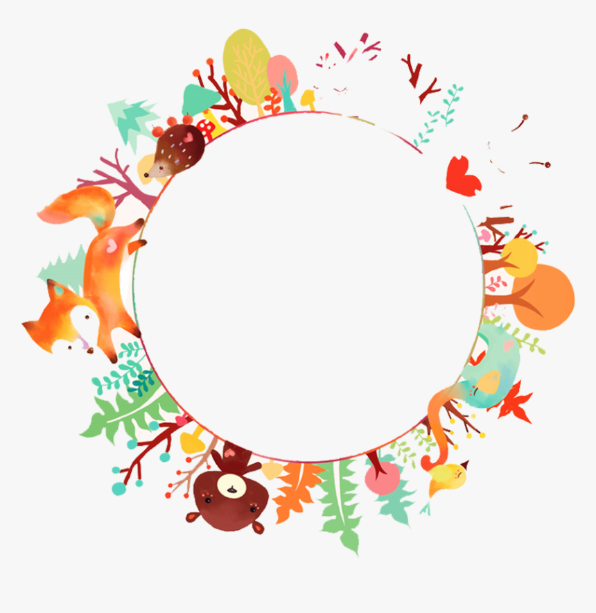 #fox #bear #forest #autumn #fall #leaves #flowers #wreath - Watercolor Animals Png, Transparent Png, Free Download