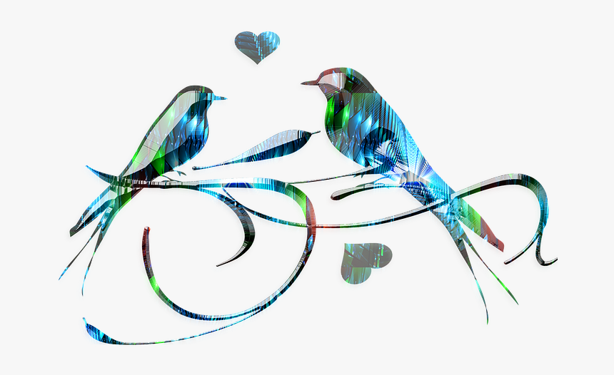 Pájaros Azules Corte Cristal, Diseño Abstracto - Couple Birds In Black, HD Png Download, Free Download