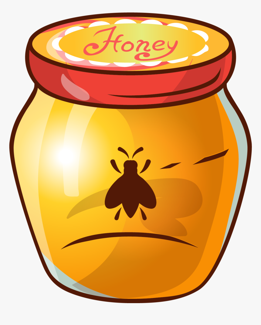 Honey Bee Honey Bee Jar - Jar Of Honey Illustration, HD Png Download, Free Download