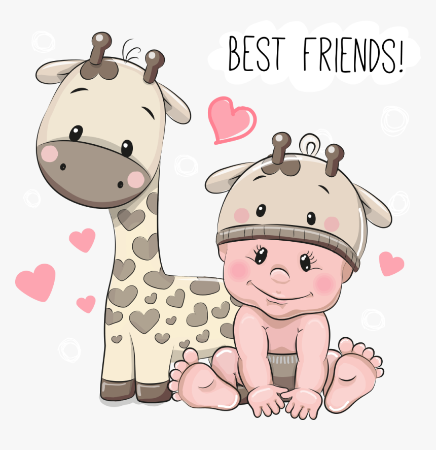 Cartoon Infant Stock Photography Illustration - Boy And Giraffe Cartoon, HD Png Download, Free Download