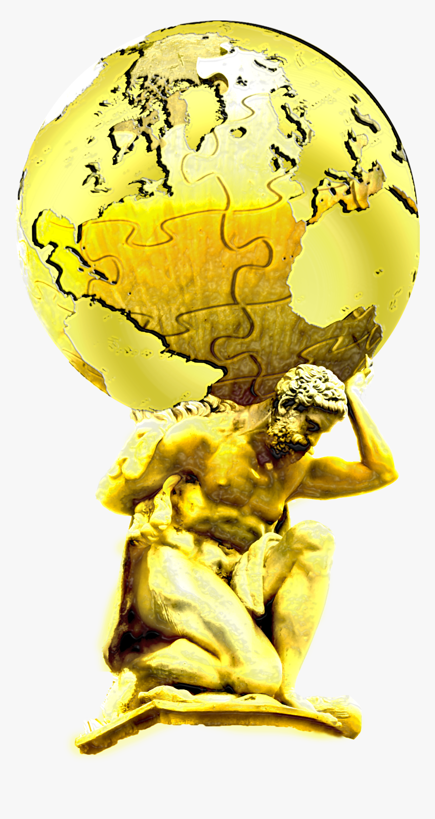 Gold Atlas V2 - Gold Statue Png, Transparent Png, Free Download