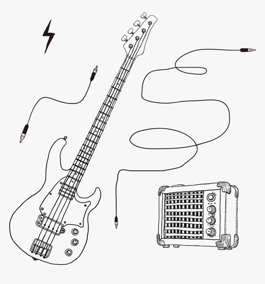 Drawing Bands Rock Band - Bass Guitar Drawing Png, Transparent Png, Free Download