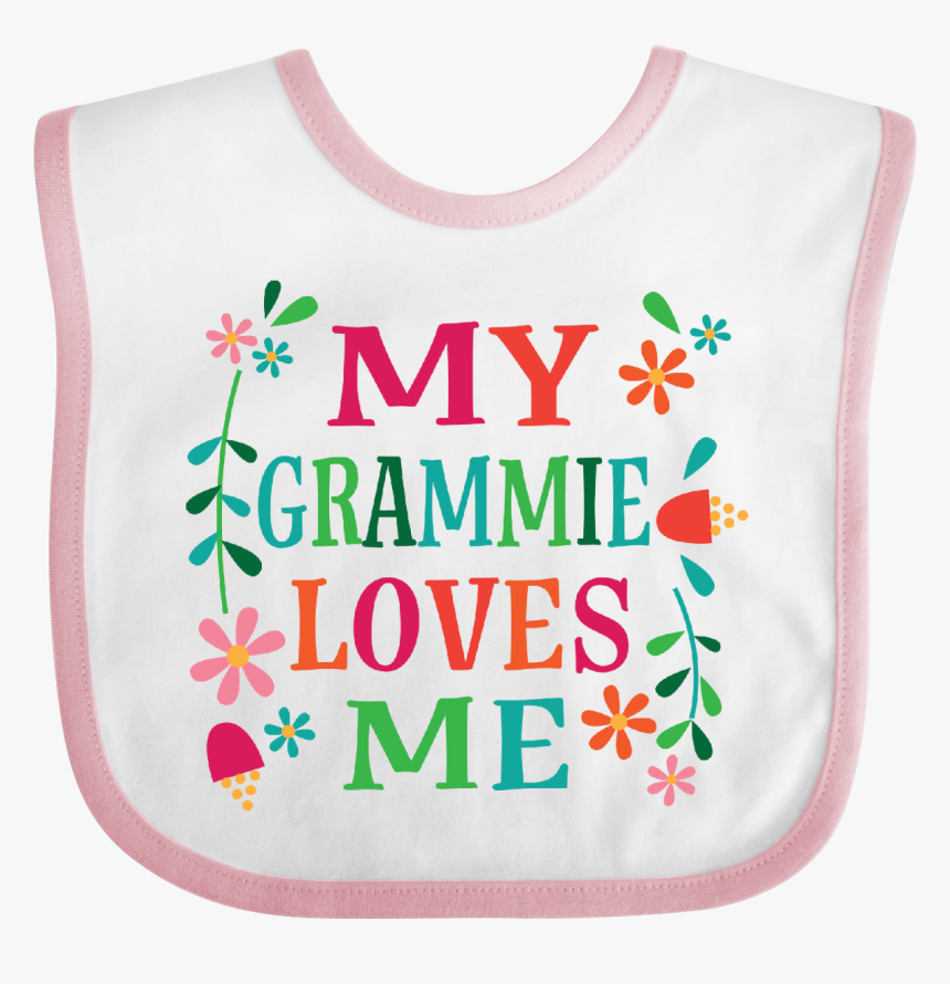 My Grammie Loves Me Girls Gift Baby Bib White And Pink - Sweater Vest, HD Png Download, Free Download