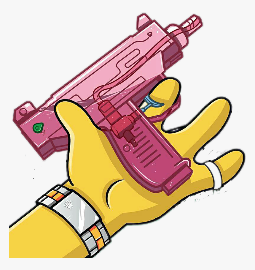 Pistol Clipart Pink Gun - Bart Simpson Con Pistolas, HD Png Download - kind...
