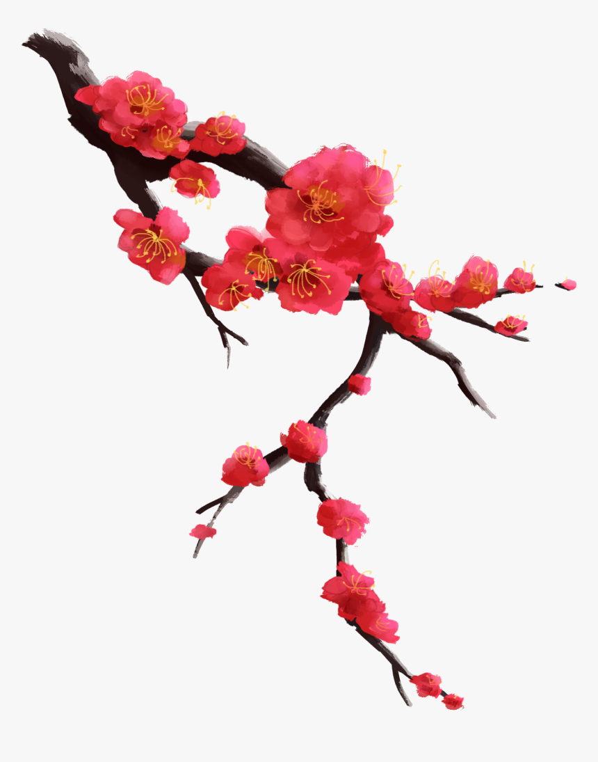 Ancient Plum Blossom Winter Red Branch Cluster Hand, HD Png Download, Free Download