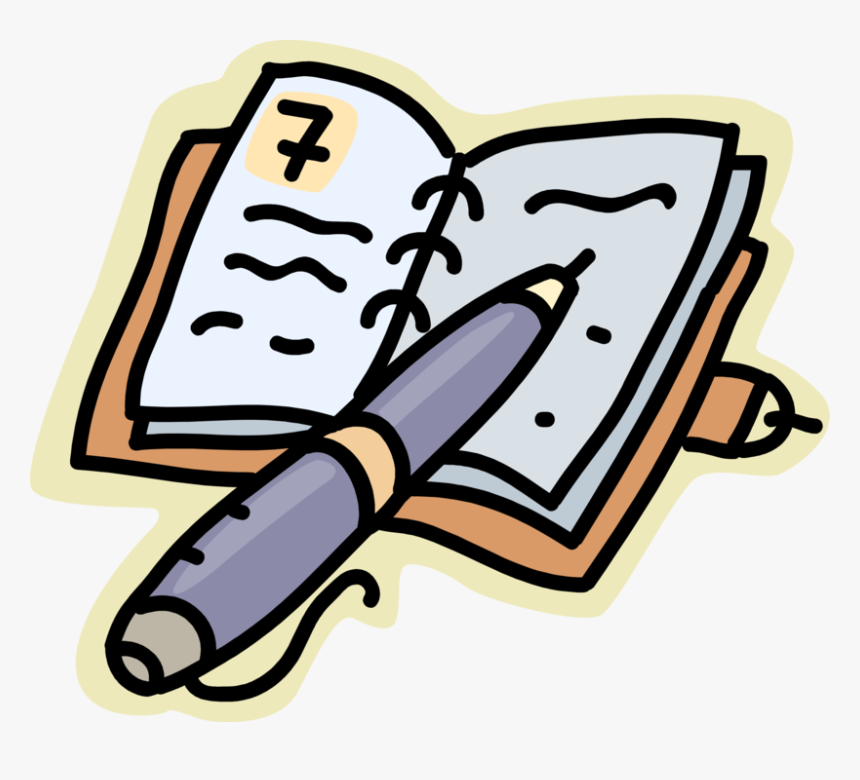 Vector Illustration Of Notebook And Pen Writing Instrument - Caderno E Caneta Png, Transparent Png, Free Download