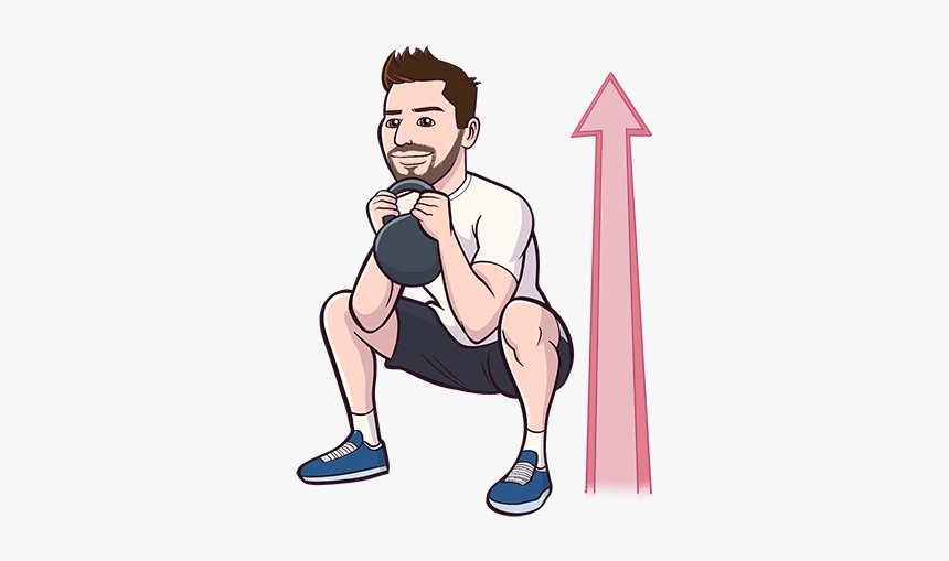 Kettlebell Squat Exercise - Kettlebell Squat Cartoon, HD Png Download, Free Download