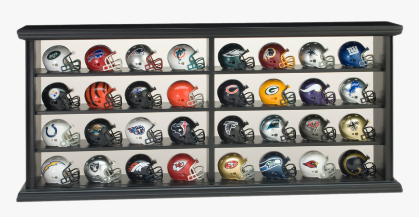 Riddell 32 Piece Wood Display Set - Display Case For Mini Football Helmets, HD Png Download, Free Download