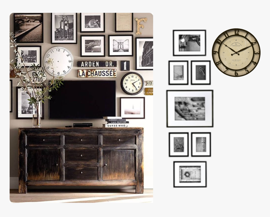 Nielsenbainbridge 7 Piece Wood Matted Picture Frame - Decorate Wall Behind Tv Stand, HD Png Download, Free Download