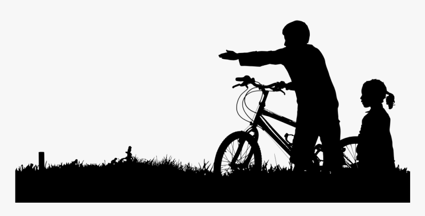 Transparent Kids Playing Silhouette Png - Girl Black Bike Sticker, Png Download, Free Download