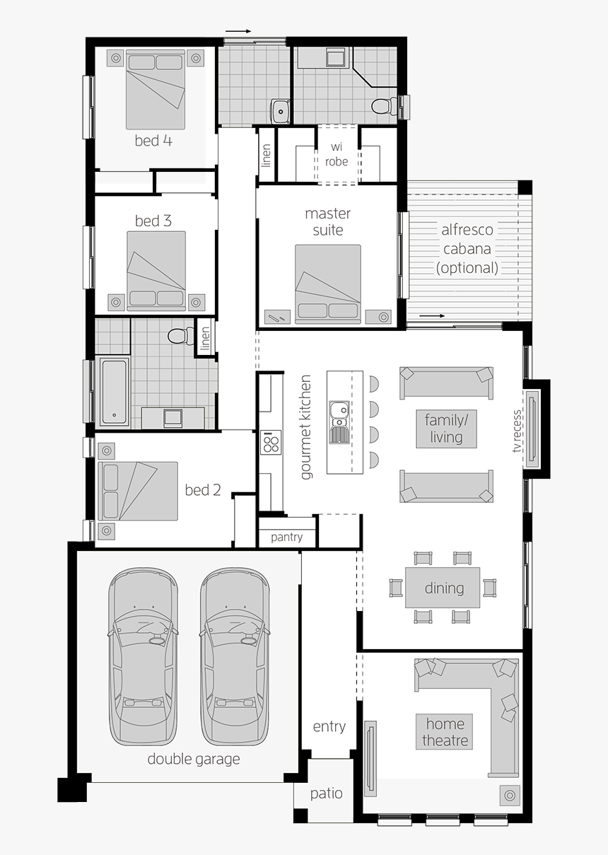 Single Storey Floor Plan - Storey, HD Png Download, Free Download