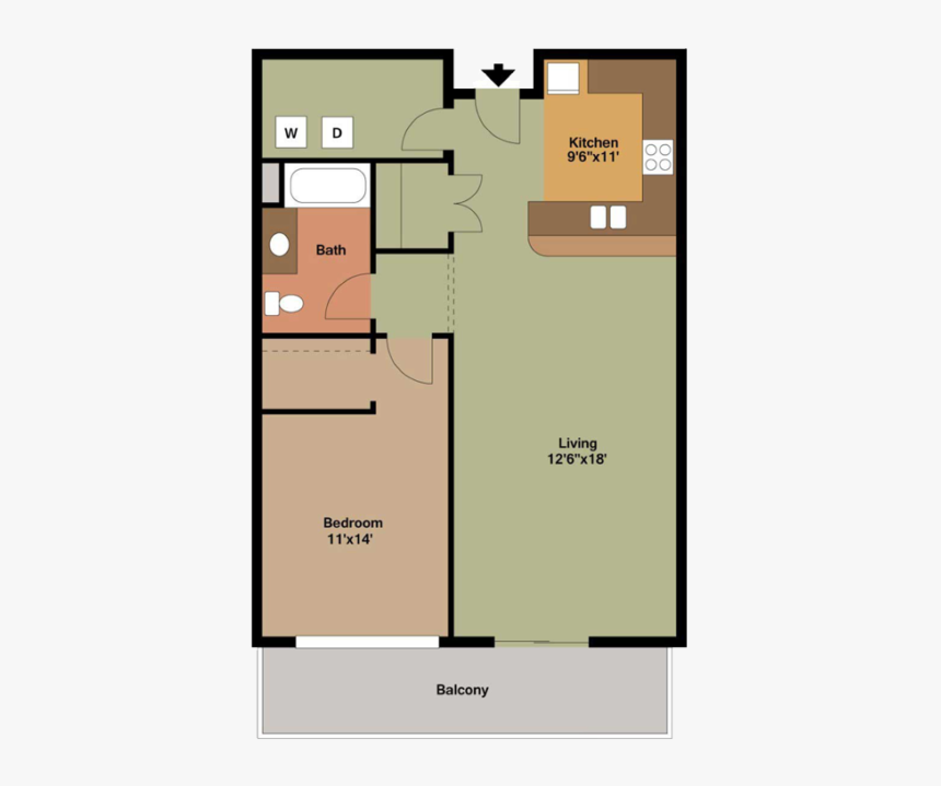 1 Bedroom Apartment Floor Plans With Dimensions, HD Png Download, Free Download