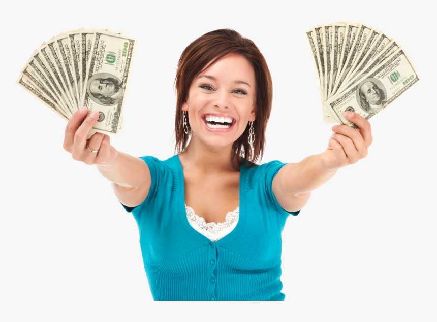 Woman Holding Money Png, Transparent Png, Free Download