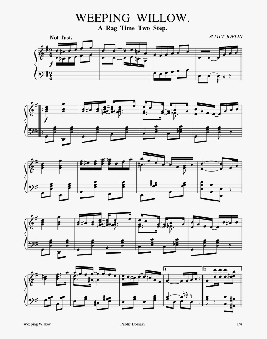 Weeping Willow Scott Joplin Sheet Music, HD Png Download, Free Download