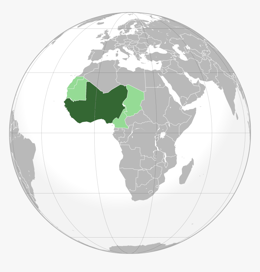 West Africa On World Map West-Africa - Republic Of Congo On A World Map, Hd Png Download - Kindpng