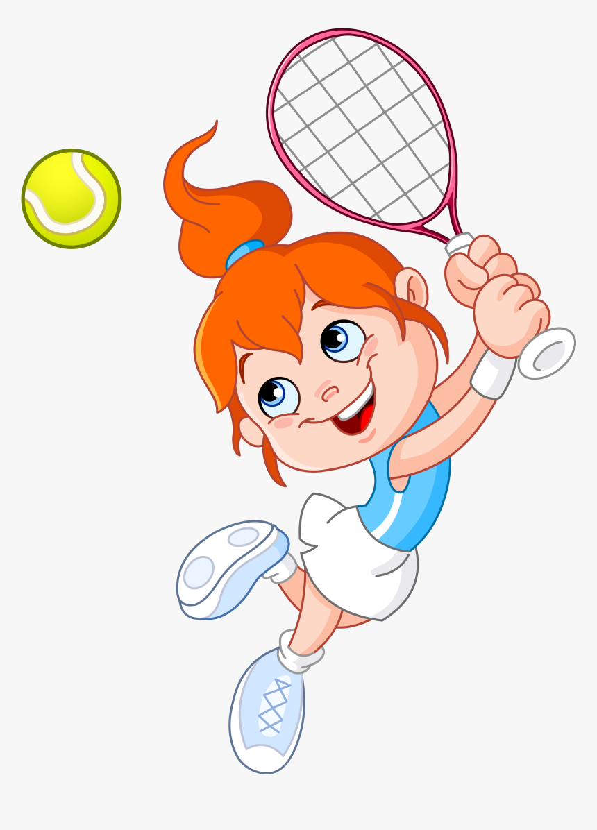 Tennis Girl Racket Cartoon - Girl Playing Tennis Clipart, HD Png Download, Free Download