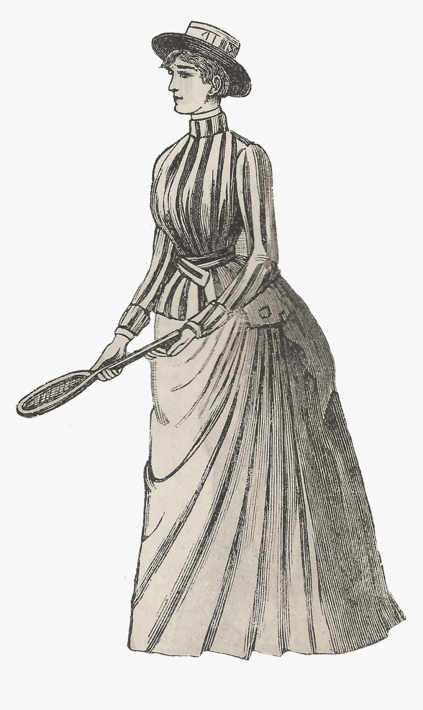 Vintage Tennis Player Woman - Transparent Victorian Woman Png, Png Download, Free Download