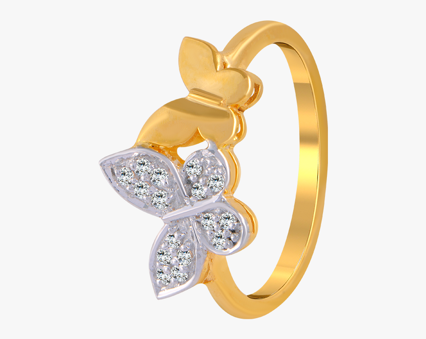 14kt Yellow Gold And American Diamond Ring For Women - Engagement Ring, HD Png Download, Free Download