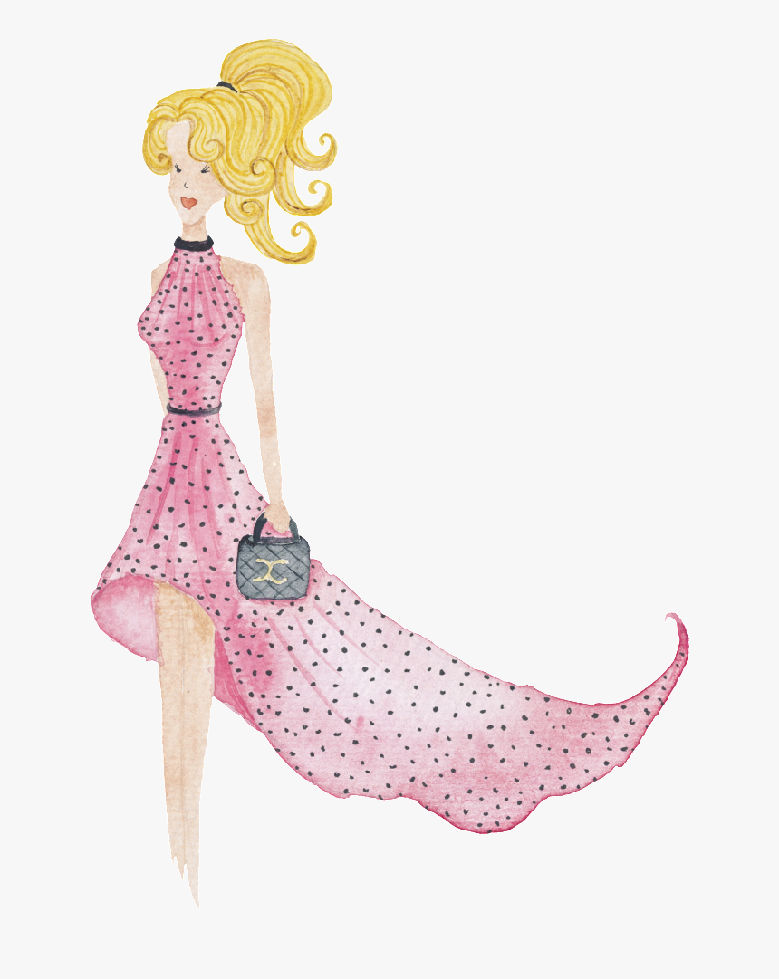 Hand Painted Fashion Girl Paris Cartoon Transparent - Illustration, HD Png Download, Free Download