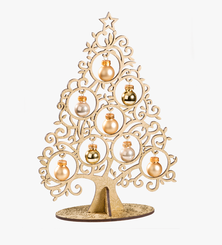 Tree With Baubles, Gold - Christmas Ornament, HD Png Download, Free Download