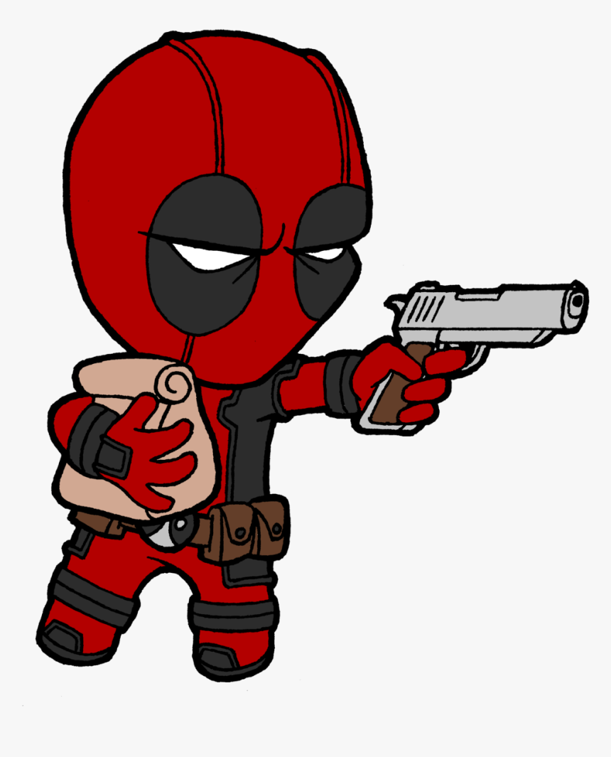 Dabbing Drawing Deadpool Huge Freebie Download For - Deadpool Cartoon With Gun, HD Png Download, Free Download