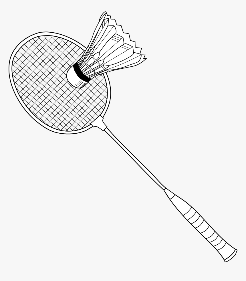 Badminton Clipart Drawing - Badminton Racket Line Drawing, HD Png Download, Free Download