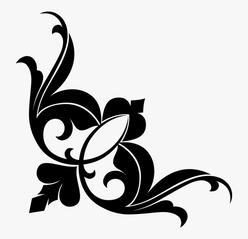 Plant,stencil,leaf - Flower Corner Line Art, HD Png Download, Free Download