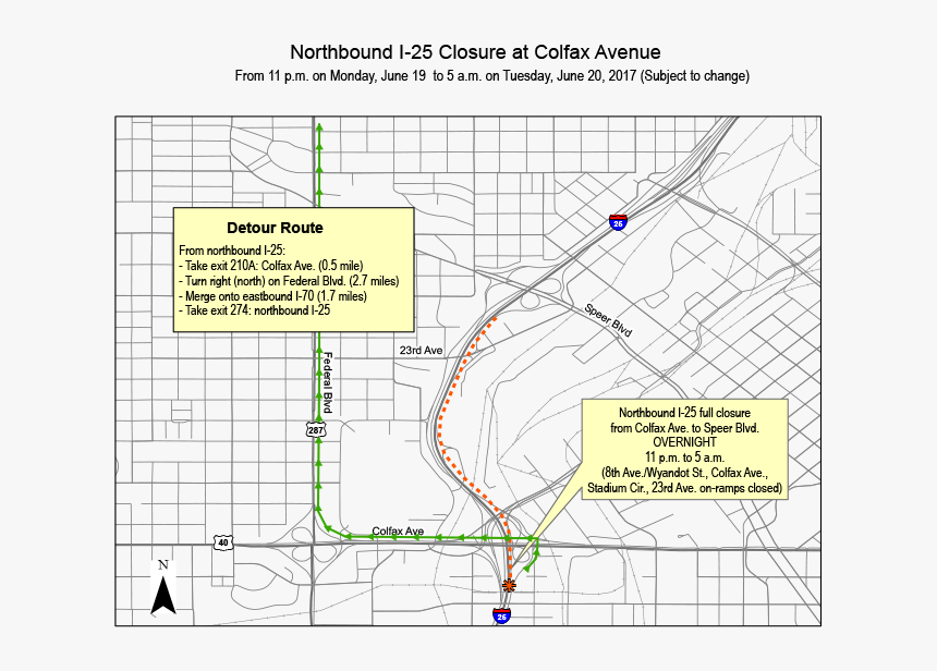 Nb I-25 Sign2017 - Map, HD Png Download, Free Download