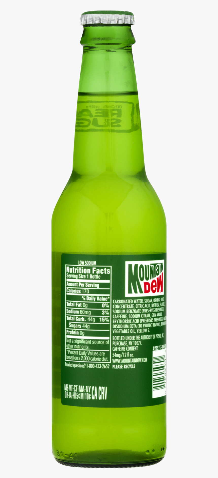 Transparent Mountain Dew Glass Bottle, HD Png Download, Free Download